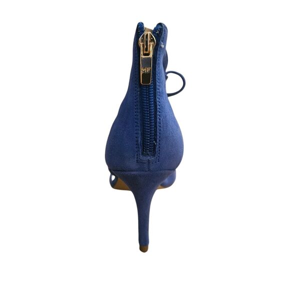 MARC FISHER Lace Up Truthe Blue Suede Closed Toe Pumps Heels Womens Size‎ 7.5 - Picture 2 of 8